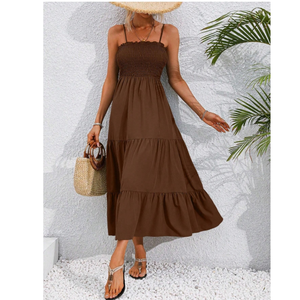 Stile <span class=keywords><strong>Hawaii</strong></span> 100% personalizzato stampato <span class=keywords><strong>Aloha</strong></span> donna Rayon lino cinturino sottile lungo Maxi abito a righe da spiaggia - Product Image 4