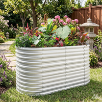 Bac à légumes surélevé galvanisé Land Guard 8x4x2 pieds, bacs à plantes ovales en métal de grande taille pour l'extérieur, pour légumes et fleurs
