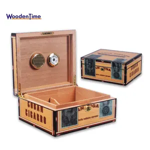 Lf-1049 Imported Cedar Wood Solid Portable Cigar Humidor Box With Lock And Removable Tray
