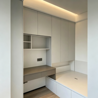 Ensemble de chambre à coucher moderne sur mesure, lit king size, cadre de lit japonais tatami, combiné avec des armoires portables, bureau coulissant