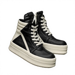 Nuevas Zapatillas de Hombre de Caña Alta Talla Grande 48 Negras y Blancas con Cordones de Triángulo Invertido, Parte Superior de Malla Acolchada, Zapatillas de Moda para Cancha - Product Image 3