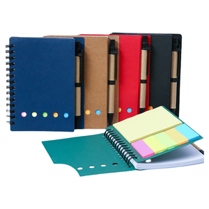 Biểu tượng tùy chỉnh mini A6 xoắn ốc ràng buộc máy tính xách tay Kraft Bìa giấy với ghi chú dán và bút - Product Image 2