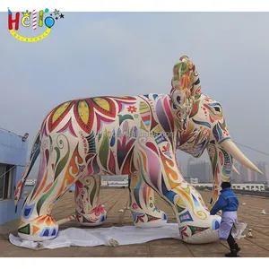 Luz LED inflable para animales, modelo animal de la sabana africana gigante, elefante de colores para zoológico, OEM