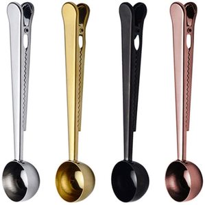 Cuchara Medidora de Café 2 en <span class=keywords><strong>1</strong></span> de Acero Inoxidable de <span class=keywords><strong>1</strong></span> Cucharadita con Clip Sellador de Bolsas para Café Molido Multiusos en la Cocina - Product Image 1