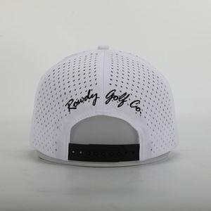 BSCI Usine Personnalisé 5 Panneau Blanc Découpé Au Laser Trous Broderie Logo Cuved Brim Papa Perforé Sports Casquettes De Baseball Chapeau - Product Image 5