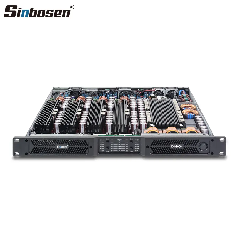 Sinbosen 1u 4 채널 2 ohms 안정적인 전력 증폭기 D4-2000 스테레오 디지털 가라오케 앰프