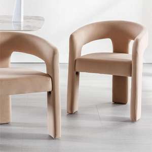 Bán Buôn Bắc Âu Hiện Đại Thùng Bọc Nhung Bên Giọng Ghế Ăn Với Tay vịn Mở Lại 3 Chân - Product Image 4