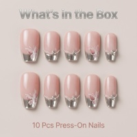 Lot de 10 faux ongles carrés français en acrylique faits à la main de haute qualité pour usage quotidien et trajets quotidiens