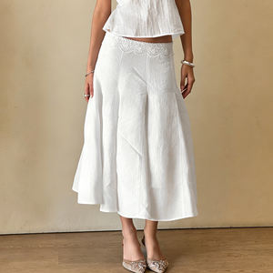 Falda Maxi de Color Sólido para Mujer, con Encaje, Elegante, Casual, con Abertura Lateral, Cintura Natural, Ecológica, para Verano - Product Image 3