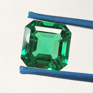 Émeraude synthétique de laboratoire hydrothermique taille Asscher 12x12mm, pierre libre pour la fabrication de bijoux - Product Image 1