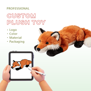 Peluche renard couché personnalisée, super douce, simulation d'animal, coussin en peluche sur mesure, cadeau en peluche pour enfants - Product Image 1