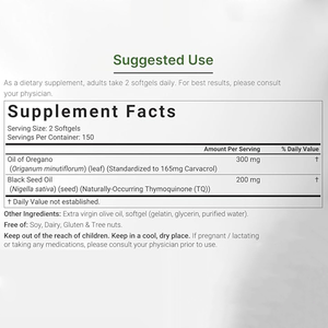 น้ำมันเมล็ดสีดำ4X สารต้านอนุมูลอิสระจากพืชชนิด carvacrol และ thymoquinone และภูมิคุ้มกันของแคปซูลน้ำมันออริกาโน - Product Image 2