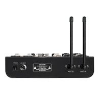 Console de mixage professionnelle 4 canaux avec microphones sans fil UHF, lecture intégrée et amplificateur de puissance pour fêtes à domicile, scène et sonorisation en direct