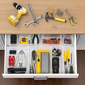 7 Pack Eco-Friendly Lightweight Transparent <b>Stackable</b> Multifunction <b>Drawer</b> Organizer Trays Set 4 Sizes <b>Plastic</b> Divider - Product Image 4