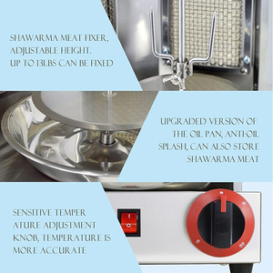 Machine à shawarma professionnelle OT25, adaptée pour la cuisson verticale de kebab doner, avec 2 brûleurs - Product Image 5