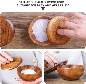 Tigela de Arroz de Madeira Natural Ecológica, Recipiente para Salada e Sopa, Tigela de Madeira com Tampa para Cozinha Doméstica - Product Image 6