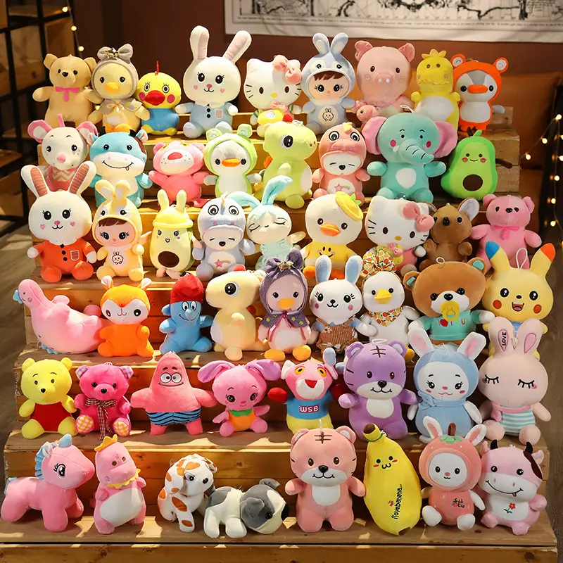 wholesale Creative customize Cartoon Kawaii Stuffed Animal Soft Cute 7 inch grab machine doll plush toys for claw machine