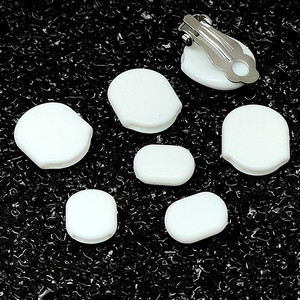 <b>Clip</b>-<b>on</b> <b>Earring</b> Pads Milky White Transparent Plastic Resin Unisex Everyday Wear - Product Image 2
