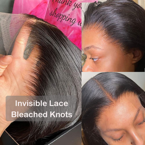 Perruque en cheveux humains de 22 pouces, 100% cheveux humains vietnamiens, fermeture en dentelle transparente HD 4*4, noir <span class=keywords><strong>naturel</strong></span>, <span class=keywords><strong>sans</strong></span> colle, pour femmes noires - Product Image 3