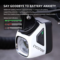 Luz Delantera para Bicicleta CYCLAMI de 1700 Lúmenes, Luces Delanteras para Ciclismo Nocturno con Línea de Corte Antideslumbrante, Batería de Alimentación, Luces para Bicicleta