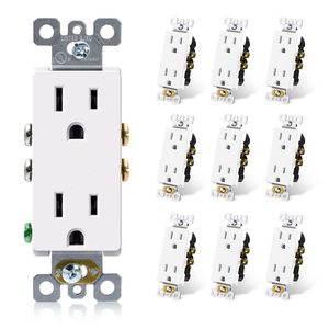 ELEGRP Confezione da 10 Prese Elettriche <span class=keywords><strong>a</strong></span> <span class=keywords><strong>Muro</strong></span> Certificate UL, Prese Decorative NEMA 5-15R con Autoconnettore <span class=keywords><strong>a</strong></span> Terra - Product Image 1