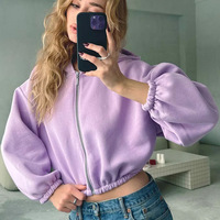 Sweat-shirt décontracté surdimensionné Y2K pour femme, coupe courte zippée, épaules tombantes, ourlet élastique, style streetwear, idéal printemps/automne