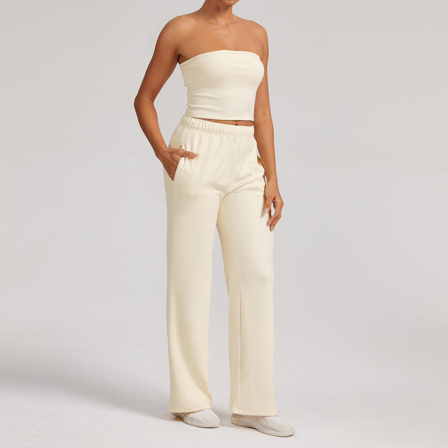 Beige (tube top and trousers)