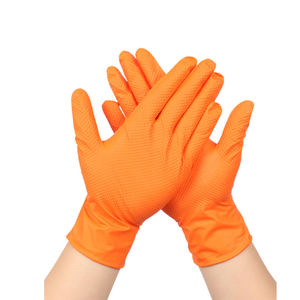 Gants en vinyle/nitrile personnalisés Gants à texture surélevée en diamant Gants en vinyle nitrile sans poudre résistants à l'huile <span class=keywords><strong>orange</strong></span> pour réparation automobile - Product Image 1