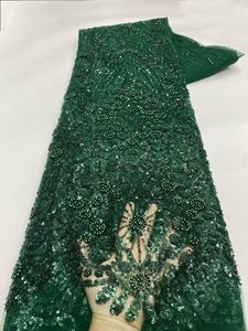 Tissu en dentelle française blanc brodé de perles et de sequins pour robes de mariée, prix de gros usine, idéal pour les femmes nigérianes - Product Image 5