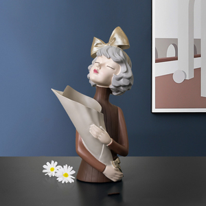 Resina fiore ragazza fiore decorazione in resina vaso di lusso high-end sala da soggiorno TV elementi di fiori casa cose buone - Product Image 6