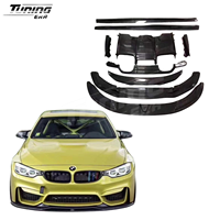 Kit carrosserie en fibre de carbone style PS, très demandé, pour BMW M3 F80 M4 F82 : lames avant, diffuseur arrière, jupes latérales, spoiler