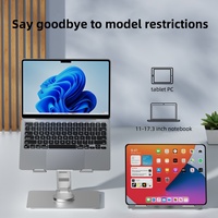 Support d'ordinateur portable rotatif à 360 ° robuste en métal avec coussinets en silicone anti-rayures support réglable pour tablette PC