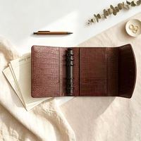 Carnet personnalisé avec logo, format A5/A6/A7, couverture rigide en cuir croco PU durable, reliure à anneaux dorés de 30 mm, 6 trous, 100 feuilles, idéal pour cadeau
