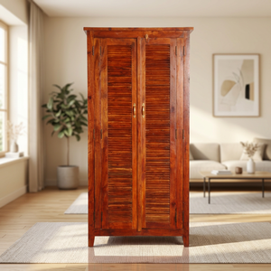 Armoire moderne en bois d'acacia indien à deux portes pour chambre et salon, artisanale, prix bas, meubles artisanaux indiens - Product Image 4
