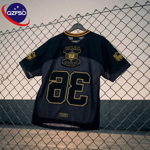 QZFSO Custom Streetwear Blokecore Style Vintage Soccer Tshirt Oversized Fit Satin Shiny Fabric Retro American Football Jersey - Product Image 2