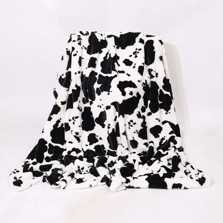 Cow Blanket Microfiber Throw Warm Cozy Fleece Animal Print Fleece Lightweight Travel Blanket