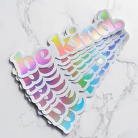 Autocollant holographique 3D en argent arc-en-ciel imperméable, étiquette personnalisée avec logo découpé, effet réfléchissant, paillettes holographiques