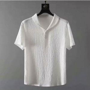 Trajes de Verano Casuales de 2 Piezas para Hombre, Transpirables, de Punto Satinado, Camiseta de Manga Corta + Pantalones Largos, Cuello Polo de Color Sólido con Botones - Product Image 4