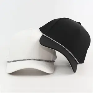 男性と女性のための空白の構造化された5つの6パネルロープオプション帽子防水レーザーカットホール野球スポーツキャップ
