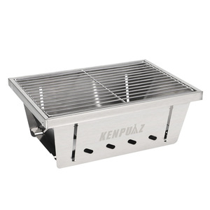 Folding Stainless Steel <b>BBQ</b> Grill Rectangular Portable Outdoor Camping Grill With Windproof Design Silver Color - Product Image 2