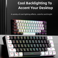Expédition d'usine - Clavier mécanique de jeu lumineux RGB miniature à 61 touches - Clavier d'ordinateur portable compact pour le bureau