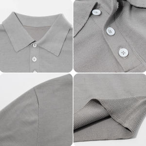 OEM Pull-over d'été à manches courtes et col polo en coton avec bouton brodé Tricots pour hommes - Product Image 4
