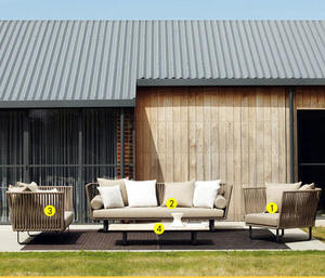 Juego de sofá de patio al aire libre de lujo, cojines seccionales impermeables tejidos de ratán, muebles duraderos para terraza de Hotel junto a la piscina - Product Image 4