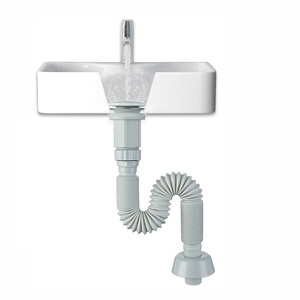 Juego de desagüe universal antiolor para lavabo de baño, moderno, <span class=keywords><strong>con</strong></span> tapa de cerámica y desagüe emergente, <span class=keywords><strong>con</strong></span> tubo flexible de plástico desodorante. - Product Image 1