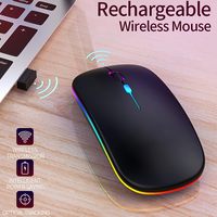 Ratón Inalámbrico de Modo Dual con Clic Silencioso, Recargable, con LED RGB, Óptico, para Computadora Portátil, Venta al Por Mayor del Fabricante, OEM/ODM