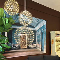 Moderne Brève Loft Boule D'étincelle Led Pendentif Lumière En Acier Inoxydable Feu D'artifice Pissenlit Lustres Éclairage Bar Chambre Salon