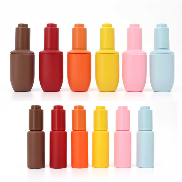 30ml Exquisite Cylindrical Triangular Rotating Pump Glass Dropper Bottle for Aromatherapy Hair Care Skincare Products Cosmetics