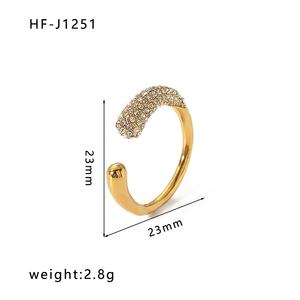 Cincin Terbuka Zirkon Putih Berkualitas Tinggi dengan Sentuhan Mewah dan Unik, Berlapis Emas 18k untuk Wanita - Product Image 4