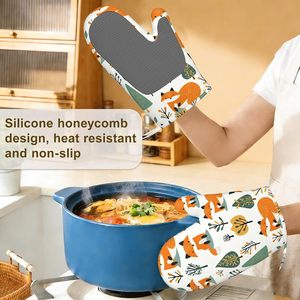Gants de cuisine en silicone résistants à la chaleur, imprimés, faible MOQ, personnalisables par sublimation, mitaines de four en coton conformes FDA, longues - Product Image 4