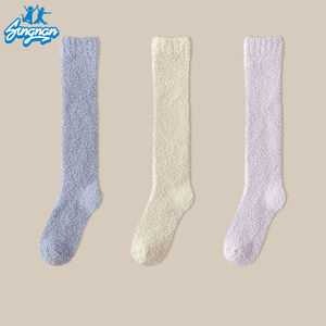 Winter <strong>Warmer</strong> <strong>Black</strong> White Fuzzy Socks Premium Soft <strong>Ladies</strong> Girls Floor Home Room Boot Knee Socks - Product Image 6